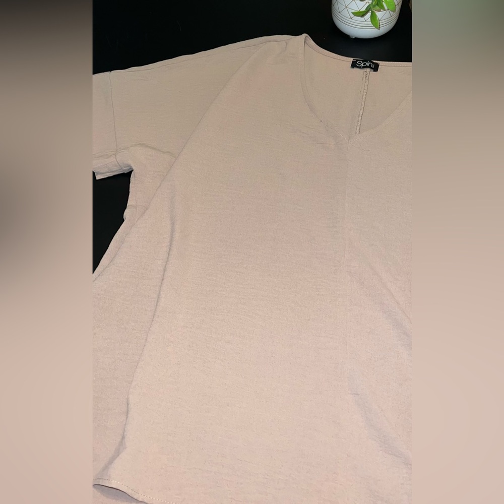 SPIN USA Tan Gauze Oversized Top with cuffed sleeves Size 2XL GUC